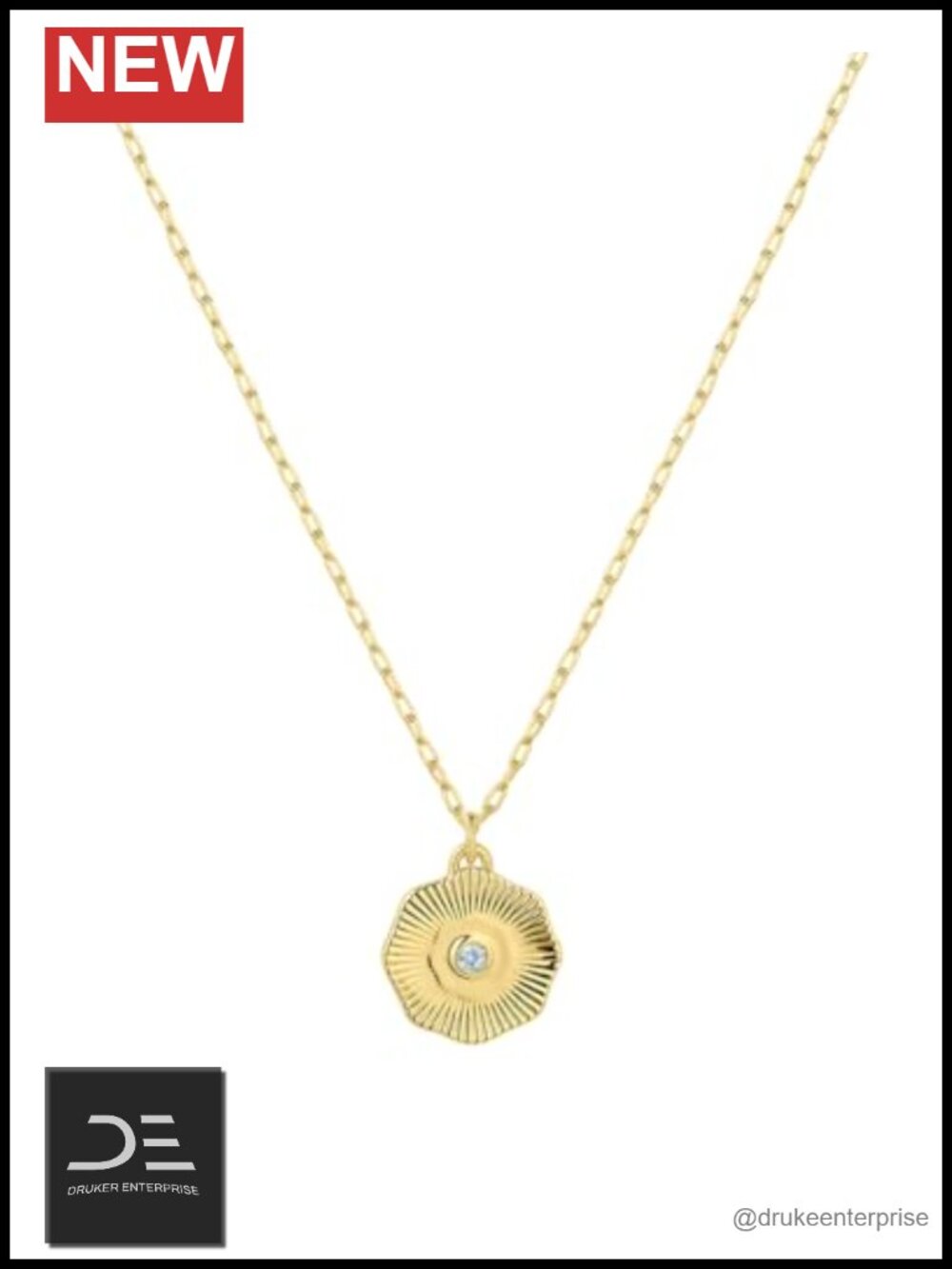 18k Gold Plated Brass Birthstone Coin Necklace with Adjustable Chain